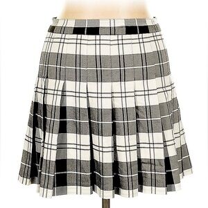 Love Tree Black & White Stretchy Plaid Skirt